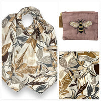 Autumn Lily Scarf & Bee Purse Set