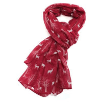 Burgundy Winter Deer Scarf