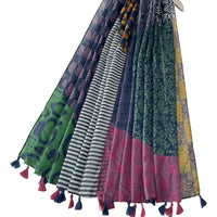 Multi coloured Paisley & pattern patchwork tassel scarf