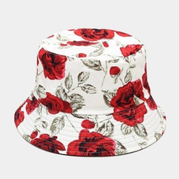 Red roses on a white background bucket hat