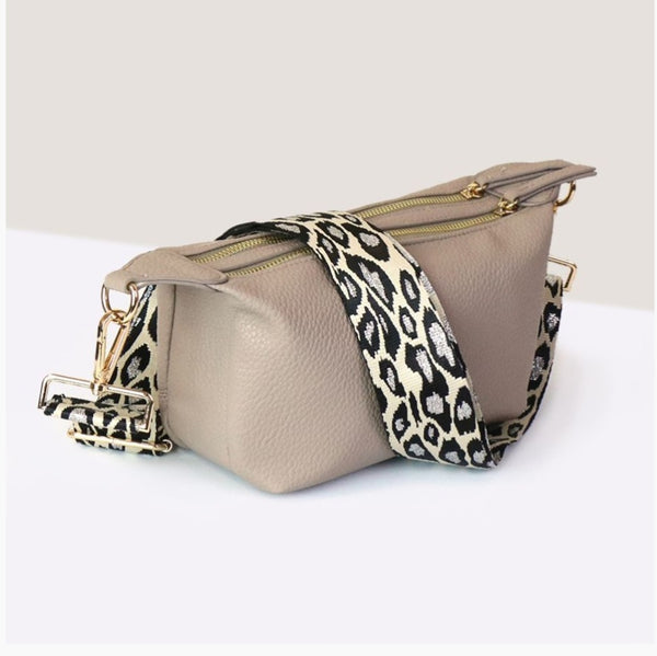 Fawn Vegan Leather Bag with Animal Print Strap