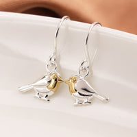 Sterling Silver & Gold Robin Drop Earrings