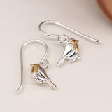 Sterling Silver & Gold Robin Drop Earrings