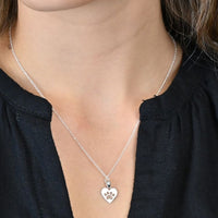 Sterling silver heart paw print necklace