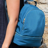 Teal Blue Backpack with Mustard Lining