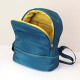 Teal Blue Backpack with Mustard Lining