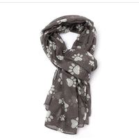 Grey Paw Print Scarf