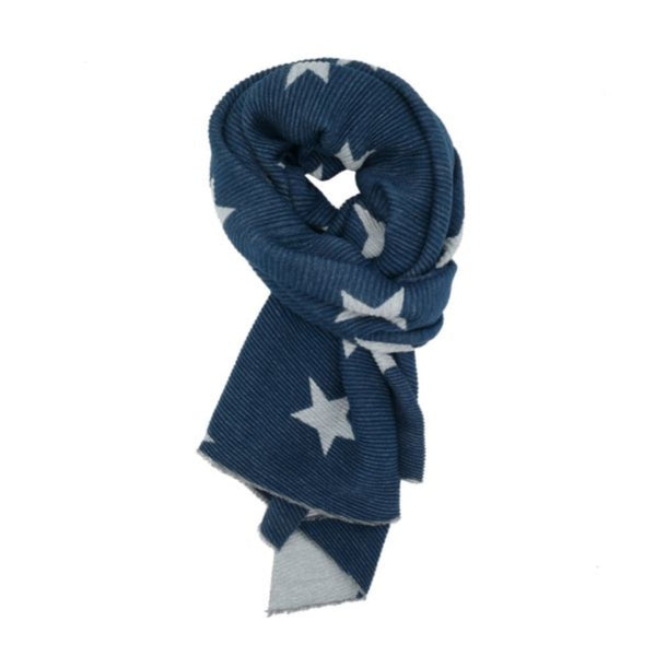 Navy Blue Reversible Snuggy Star Scarf