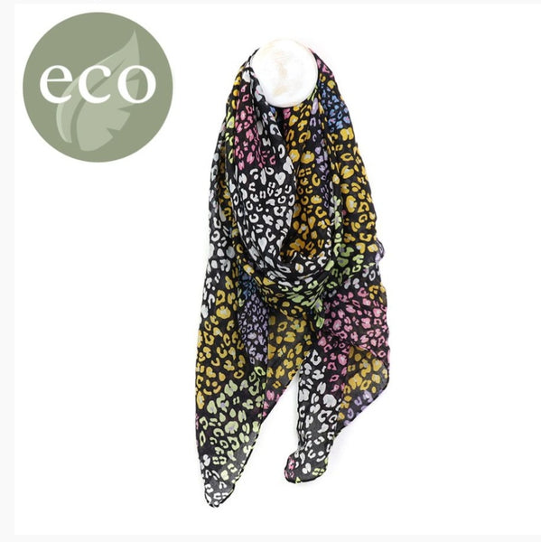 Multicoloured animal print recycled scarf