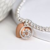  silver plated daisy & heart bracelet