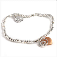  silver plated daisy & heart bracelet