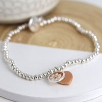  silver plated daisy & heart bracelet