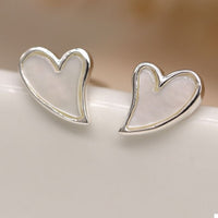 Sterling silver mother of pearl heart earrings