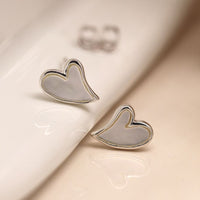 Sterling silver mother of pearl heart earrings