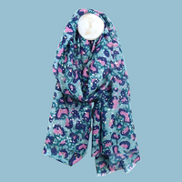 Recycled Aqua & Pink Animal Print Scarf