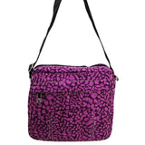Purple leopard print shoulder bag