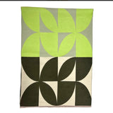 Mustaki retro print cashmere blend scarf in lime, chocolate & mustard