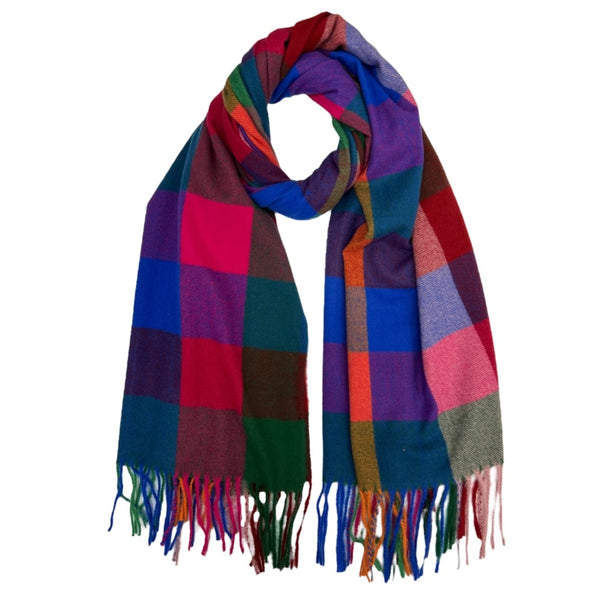 Vibrant multi check scarf