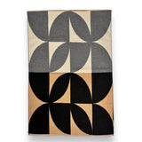 Blacca retro print cashmere blend scarf in camel, black & grey