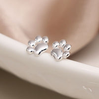 Sterling Silver Paw Print Earrings