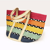 Multicoloured Stripe Jute Bag