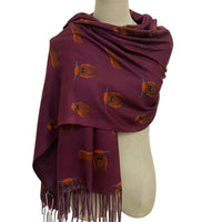 Warm Wine Highland Cow Scarf with Tassels