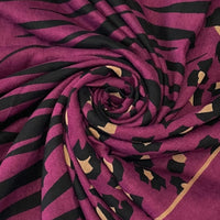 Magenta Zebra & Leopard Print Scarf