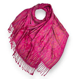 Hot Pink Paisley Jacquard Pashmina Scarf