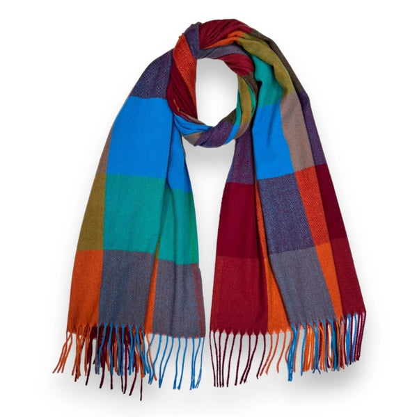 Vibrant Multicoloured Check Scarf