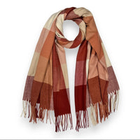 Rust orange multi check scarf