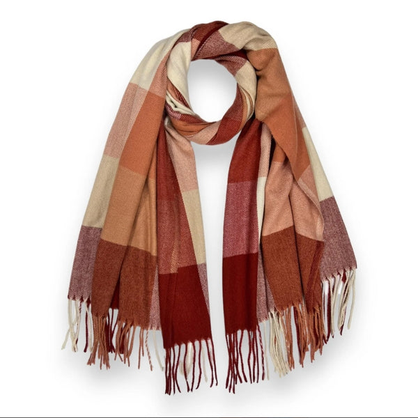 Rust orange multi check scarf