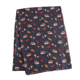 Navy Blue Hedgehog & Leaves Scarf