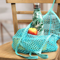 Turquoise cotton string shopping bag