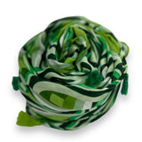 Green Retro Swirl Scarf with Tassels