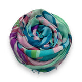 Aqua Tropical Leaf Scarf