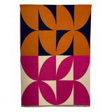 Hot navy & pink retro print cashmere blend scarf in navy, hot pink & burnt orange