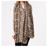 Grey Leaf Scarf