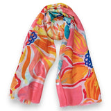 Coral summer flower scarf