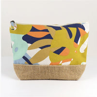 Blue & mustard tropical travel pouch