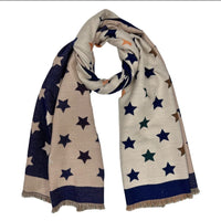 Blue Reversible Star Scarf