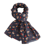 Navy Blue Hedgehog & Leaves Scarf