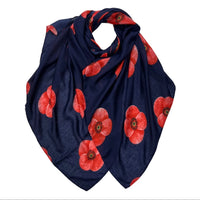 Navy Blue Poppy Scarf