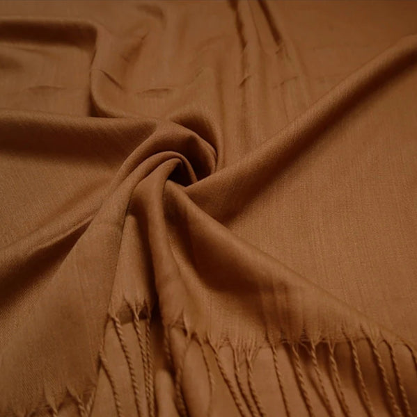 Camel Pashmina Cotton Blend Scarf