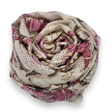 Summer pink poppy scarf on a cream background