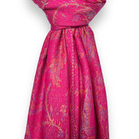 Hot Pink Paisley Jacquard Pashmina Scarf