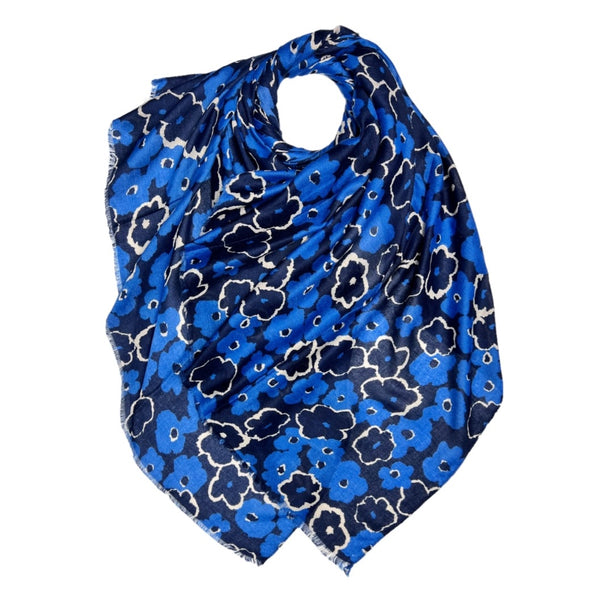 Blue Vinca Flower Scarf