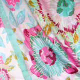 Silky Aqua & Pink Tropical Flower Scarf