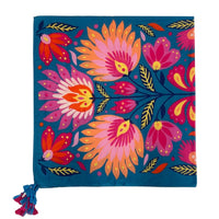 Square Floral Scarf with Tassels