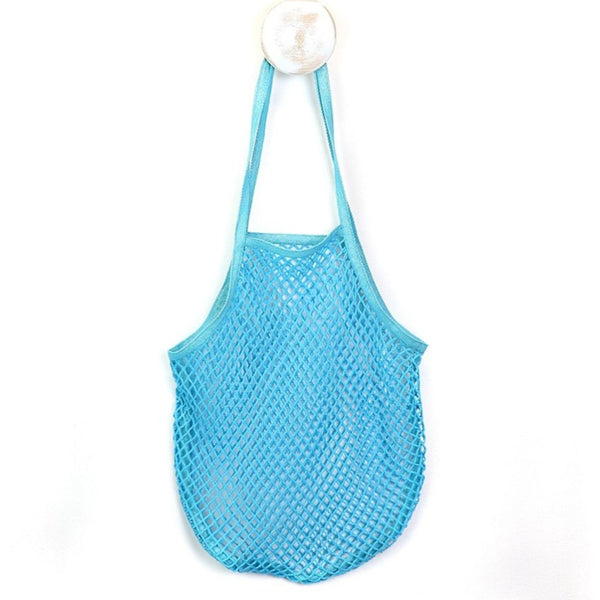 Turquoise cotton string shopping bag