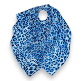 Blue Leopard Print Scarf